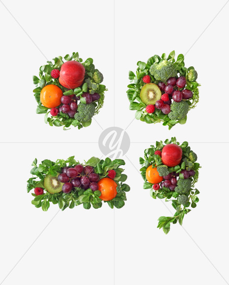 symbols from Fruit and vegetable alphabet on Yellow Images Creative Fonts - S48233