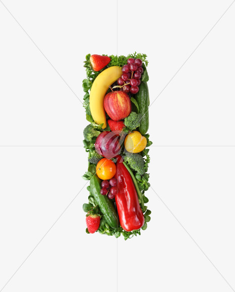 Letter I from Fruit and vegetable alphabet on Yellow Images Creative Fonts - S48213