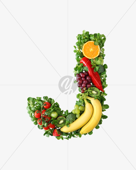 Letter J from Fruit and vegetable alphabet on Yellow Images Creative Fonts - S48214