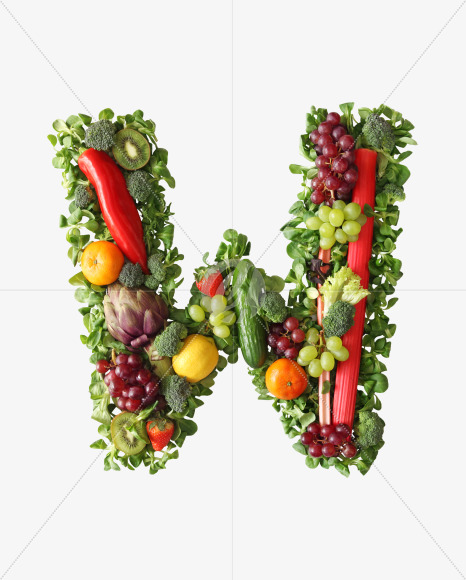 Letter W from Fruit and vegetable alphabet on Yellow Images Creative Fonts - S48227