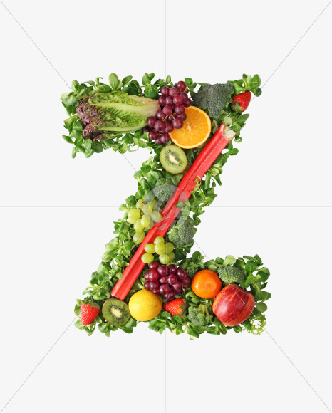 Letter Z from Fruit and vegetable alphabet on Yellow Images Creative Fonts - S48230