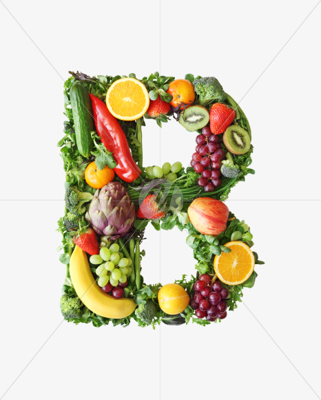 Letter B from Fruit and vegetable alphabet on Yellow Images Creative Fonts - S48206