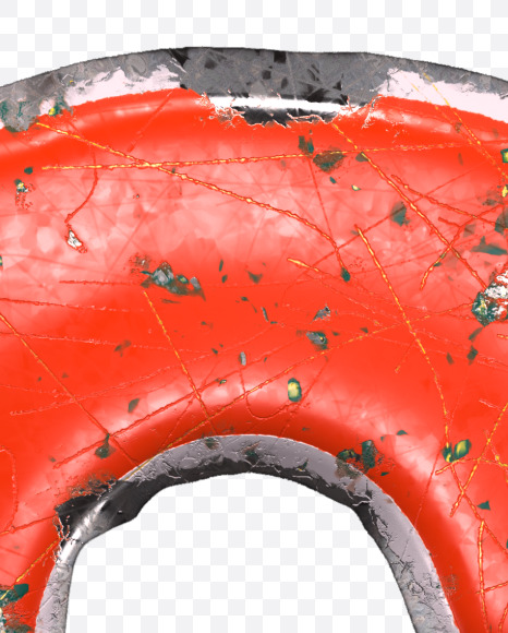 Letter S from Red brushed metal alphabet on Yellow Images Creative Fonts - S48301