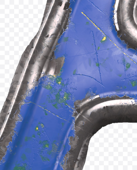 Letter A from Blue brushed metal Alphabet on Yellow Images Creative Fonts - S48538