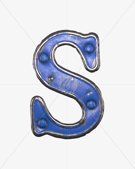 Letter S from Blue brushed metal Alphabet on Yellow Images Creative Fonts - S48556