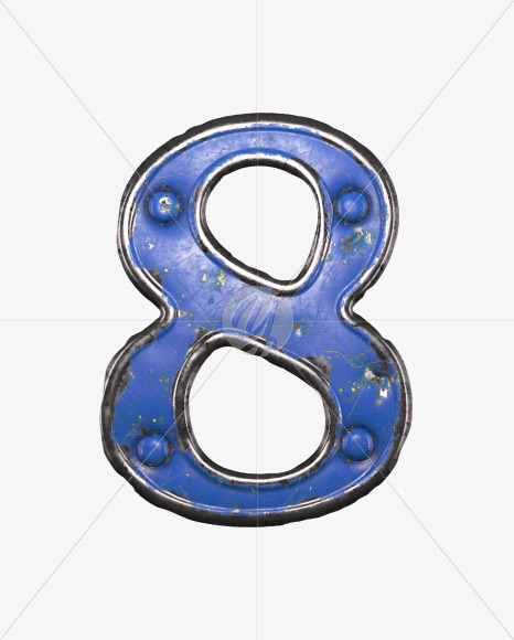 8 from Blue brushed metal Alphabet on Yellow Images Creative Fonts - S48572