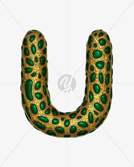 Letter U from Gold and malachite Alphabet on Yellow Images Creative Fonts - S48609