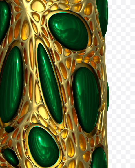 Letter N from Gold and malachite Alphabet on Yellow Images Creative Fonts - S48602