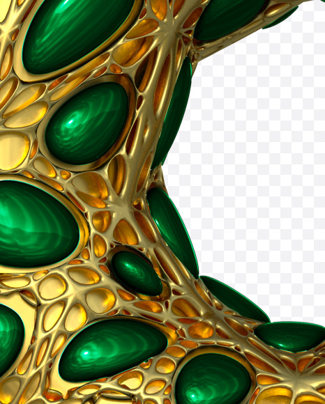 9 from Gold and malachite Alphabet on Yellow Images Creative Fonts - S48623