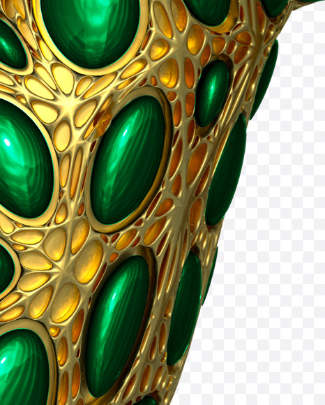 Letter W from Gold and malachite Alphabet on Yellow Images Creative Fonts - S48611