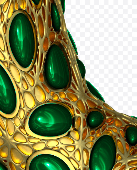 Letter Q from Gold and malachite Alphabet on Yellow Images Creative Fonts - S48605