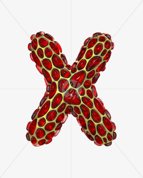 Letter X from Red crystal jelly Alphabet on Yellow Images Creative Fonts - S48704