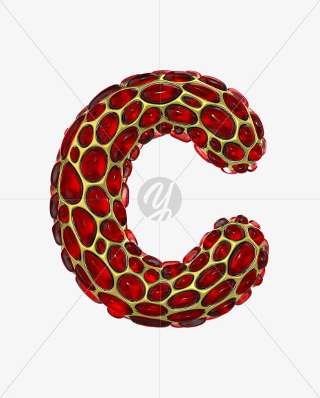 Letter C from Red crystal jelly Alphabet on Yellow Images Creative Fonts - S48683