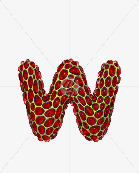 Letter W from Red crystal jelly Alphabet on Yellow Images Creative Fonts - S48703