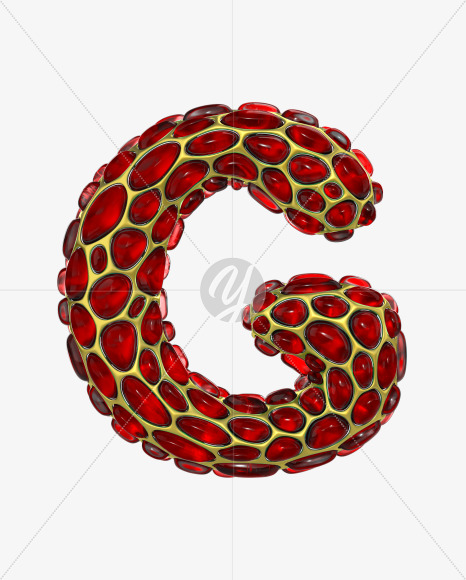 Letter G from Red crystal jelly Alphabet on Yellow Images Creative Fonts - S48687