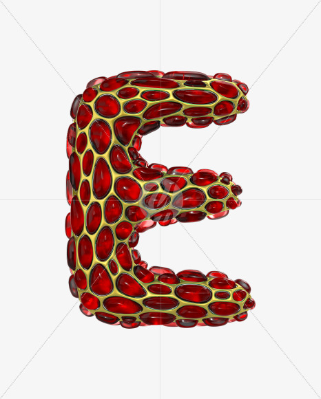 Letter E from Red crystal jelly Alphabet on Yellow Images Creative Fonts - S48685