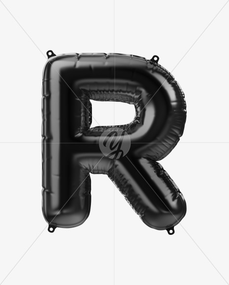 Letter r from Black Foil Balloons Font on Yellow Images Creative Fonts - S48974