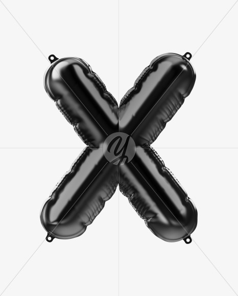 Letter x from Black Foil Balloons Font on Yellow Images Creative Fonts - S48980