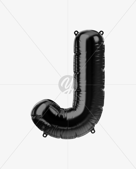 Letter J from Black Foil Balloons Font on Yellow Images Creative Fonts - S48966