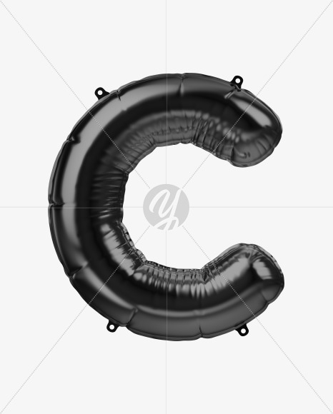 Letter c from Black Foil Balloons Font on Yellow Images Creative Fonts - S48959