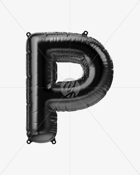 Letter p from Black Foil Balloons Font on Yellow Images Creative Fonts - S48972