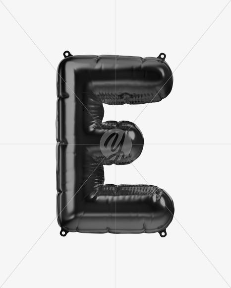 Letter e from Black Foil Balloons Font on Yellow Images Creative Fonts - S48961