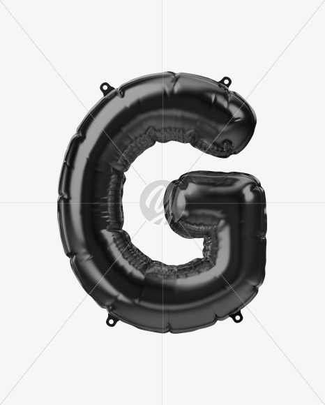 Letter g from Black Foil Balloons Font on Yellow Images Creative Fonts - S48963