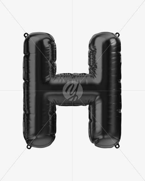 Letter h from Black Foil Balloons Font on Yellow Images Creative Fonts - S48964