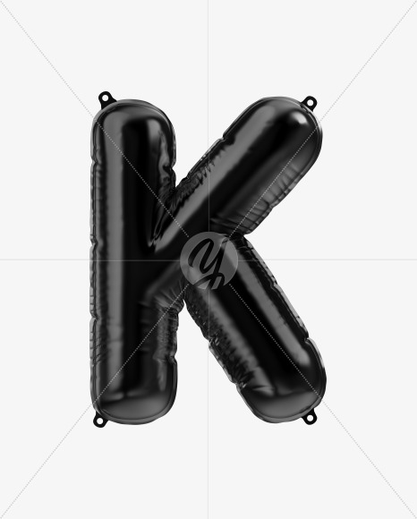 Letter K from Black Foil Balloons Font on Yellow Images Creative Fonts - S48967