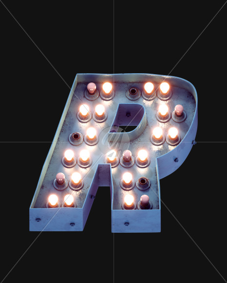 Letter R from Lamp light Alphabet on Yellow Images Creative Fonts - S49001