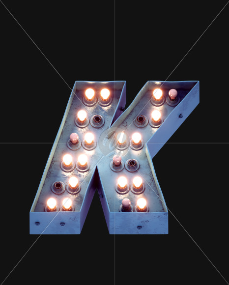 Letter K from Lamp light Alphabet on Yellow Images Creative Fonts - S48994