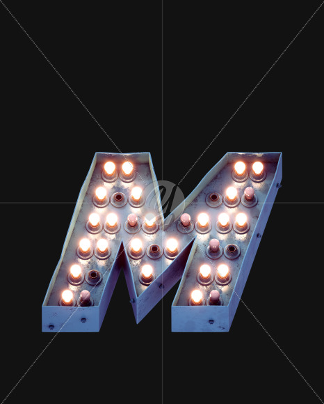 Letter M from Lamp light Alphabet on Yellow Images Creative Fonts - S48996