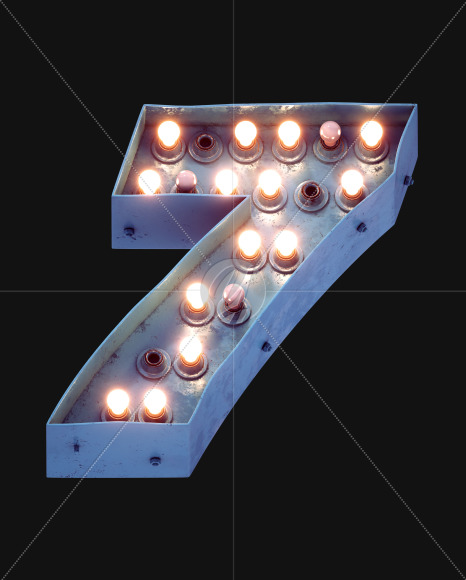 7 from Lamp light Alphabet on Yellow Images Creative Fonts - S49016