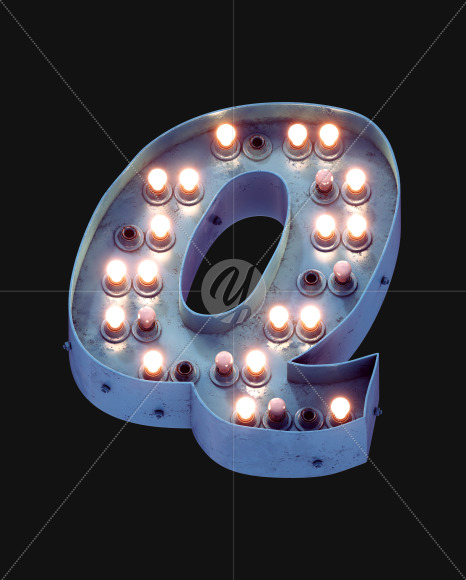 Letter Q from Lamp light Alphabet on Yellow Images Creative Fonts - S49000