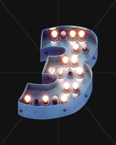 3 from Lamp light Alphabet on Yellow Images Creative Fonts - S49012