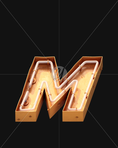 Letter M from Neon daylight alphabet on Yellow Images Creative Fonts - S49038