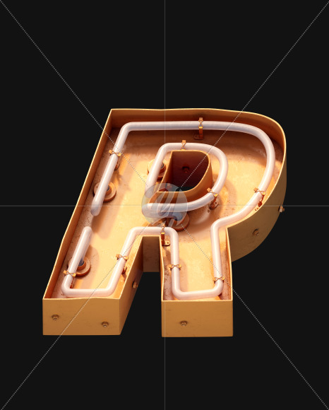 Letter R from Neon daylight alphabet on Yellow Images Creative Fonts - S49043