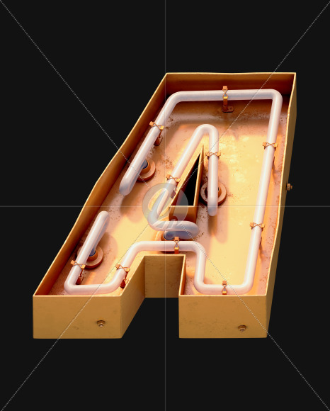 Letter A from Neon daylight alphabet on Yellow Images Creative Fonts - S49026