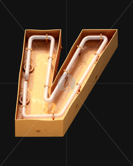 Letter V from Neon daylight alphabet on Yellow Images Creative Fonts - S49048