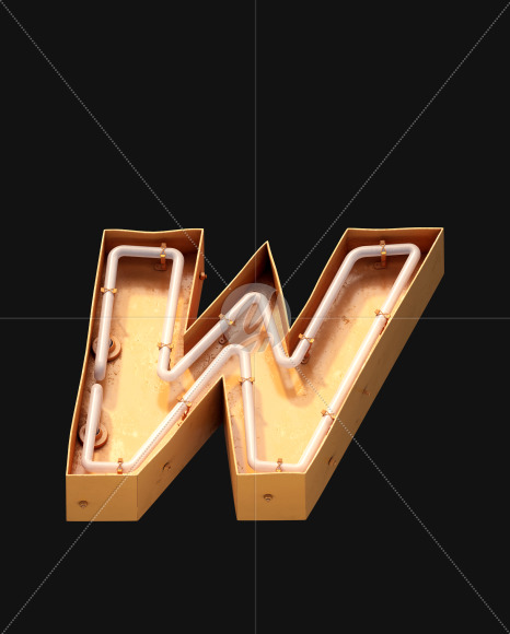 Letter W from Neon daylight alphabet on Yellow Images Creative Fonts - S49049