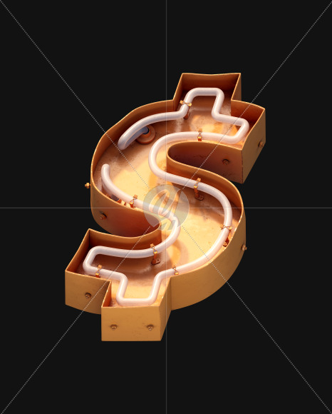 Dollar from Neon daylight alphabet on Yellow Images Creative Fonts - S49066