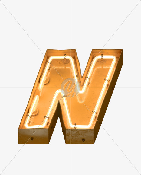 Letter N from Neon light alphabet on Yellow Images Creative Fonts - S49081