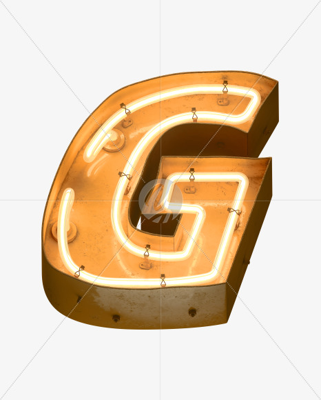 Letter G from Neon light alphabet on Yellow Images Creative Fonts - S49074