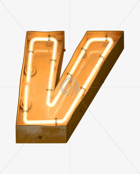 Letter V from Neon light alphabet on Yellow Images Creative Fonts - S49090