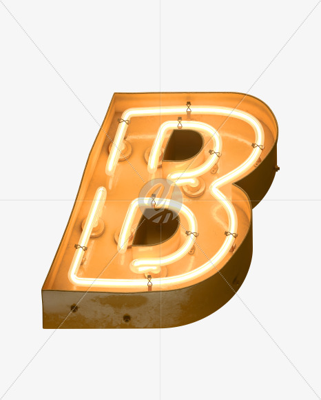 Letter B from Neon light alphabet on Yellow Images Creative Fonts - S49069