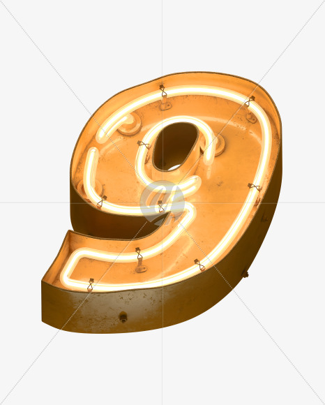 9 from Neon light alphabet on Yellow Images Creative Fonts - S49102