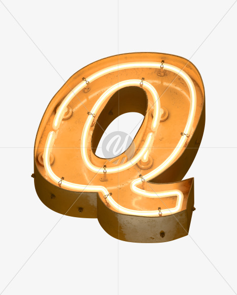 Letter Q from Neon light alphabet on Yellow Images Creative Fonts - S49084