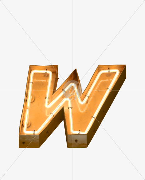 Letter W from Neon light alphabet on Yellow Images Creative Fonts - S49091