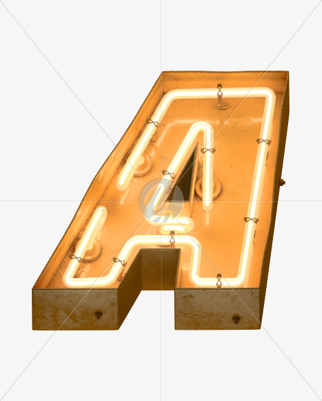 Letter A from Neon light alphabet on Yellow Images Creative Fonts - S49068