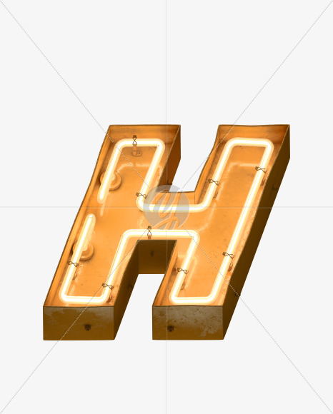 Letter H from Neon light alphabet on Yellow Images Creative Fonts - S49075